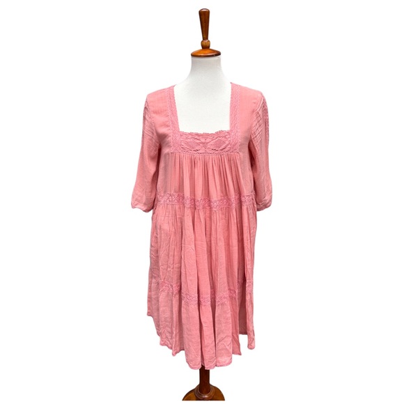 Spell & The Gypsy Women’s S Harmony Crocheted Lace Boho Tunic Dress in Peony - Picture 5 of 15